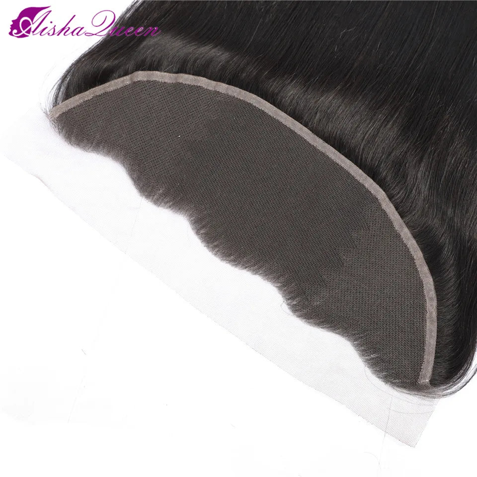 Aisha Queen Hair 13*4 Ear to Ear Lace Frontal Malaysian Straight Human Hair Closure Natural Color Non-Remy Lace Frontal Hair