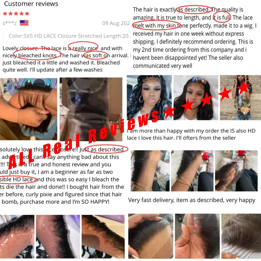 Invisible HD Lace Frontal Closure 5x5 Lace Closure Only Pre-plucked Body Wave Remy Human Hair Melt Skins HD Lace For Black Women