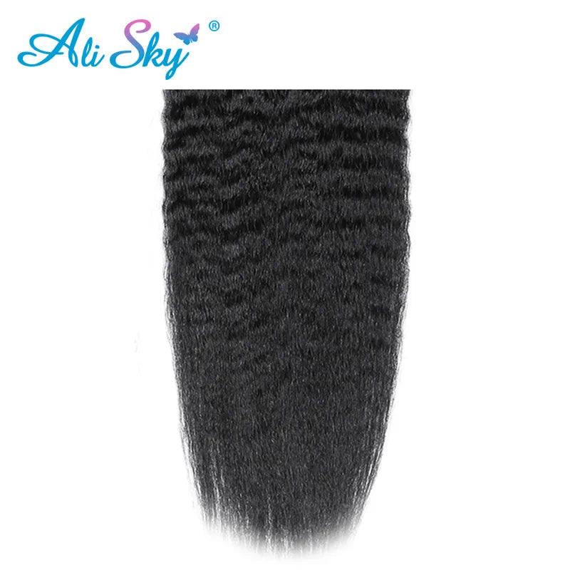 5x5 Lace Closure Kinky Straight Frontal Closure Pre Plucked With Baby Hair Bleached Knots Virgin Unprocessed Hair Yaki Straight