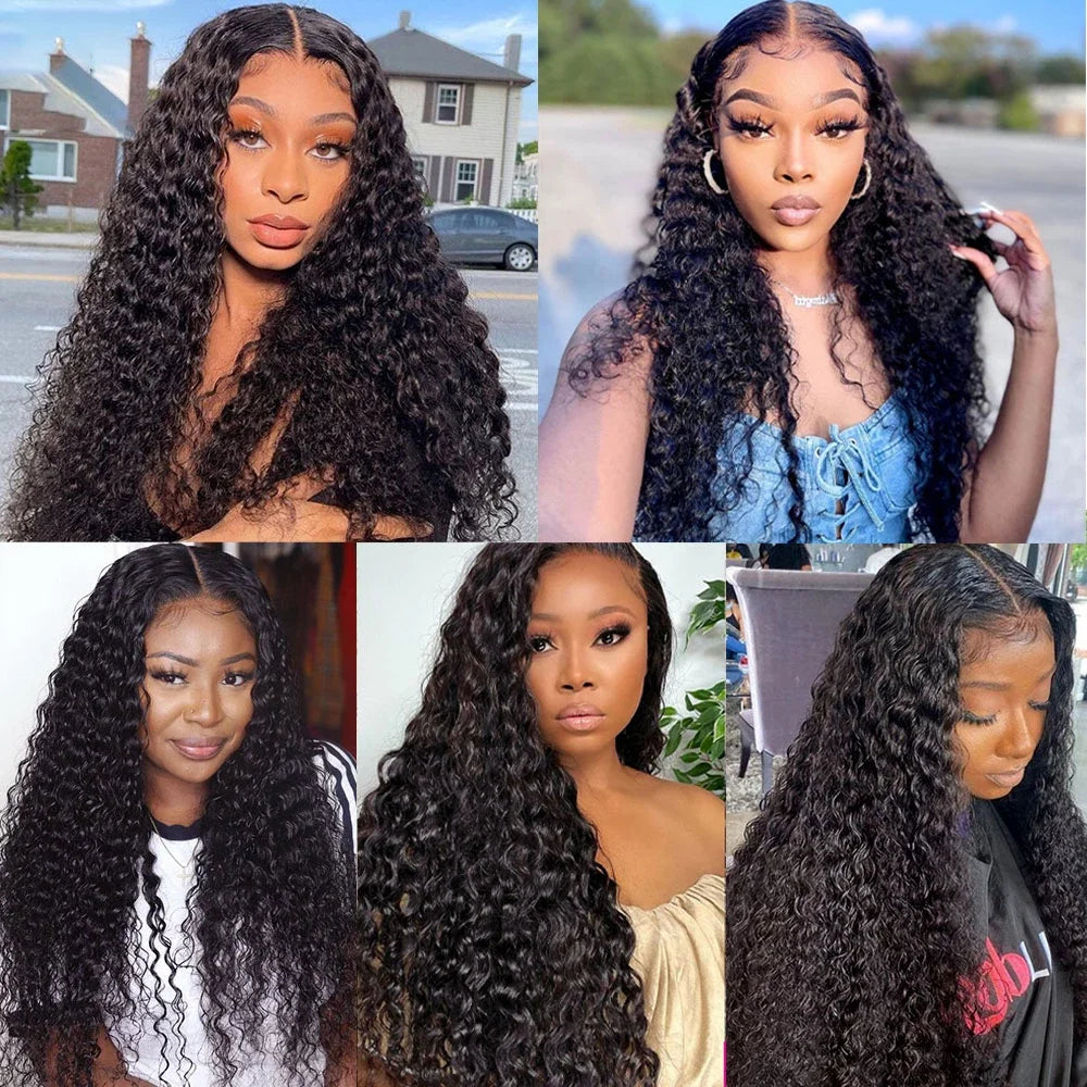 12A Brazilian Virgin Human Hair Kinky Curly Bundles With Frontal Ocean Water Wave Bundles With Frontal Bundles With Lace Closure