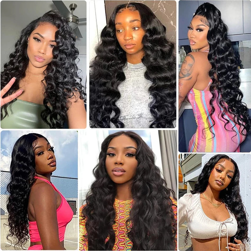 Human Hair Weave Bundles 12A Brazilian Loose Wave Bundles With HD Lace Closure 3/4 Bundles Deal Sale Human Hair With Frontal