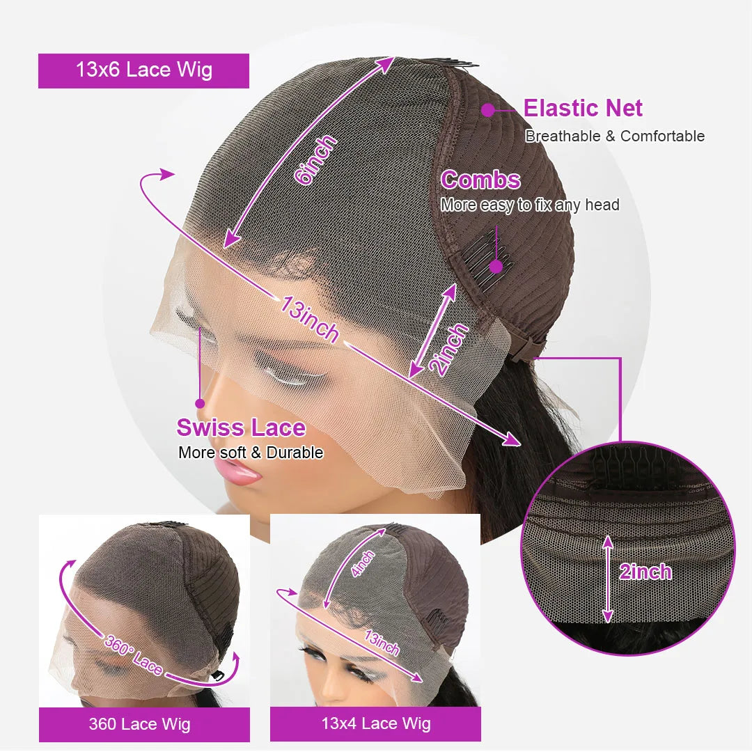 13x6 Lace Wig Straight Brazilian Natural Women Human Hair Wig Remy HD Transparent 13x4 Lace Frontal Human Hair Wigs Pre Plucked