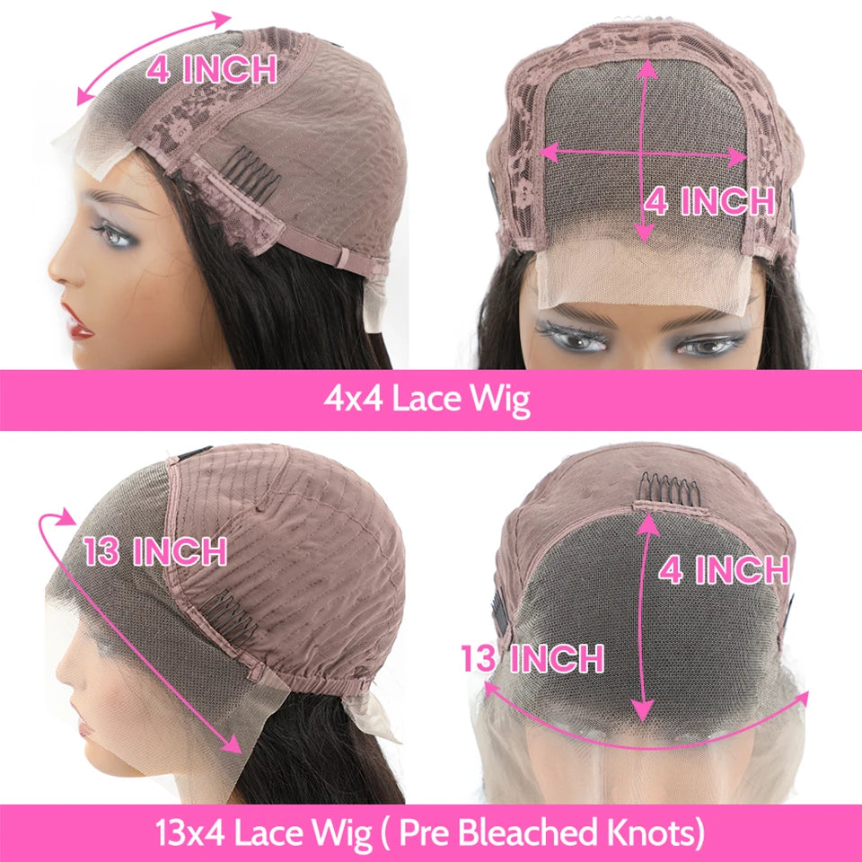 ISEE HAIR Wig Malaysian Straight 13x4 HD Lace Frontal Wig Pre Bleached Knots Wigs For Women 4x4 Lace Wig Human Hair Wigs