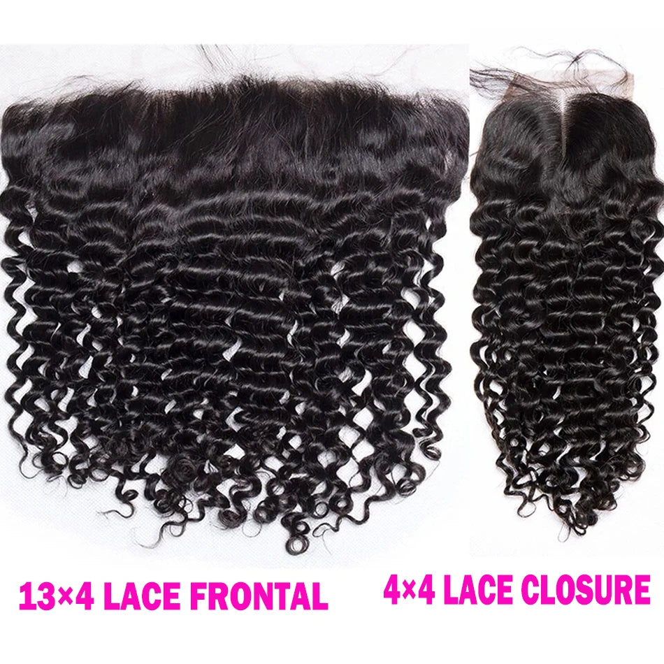 Lace Frontal Only 13x4 Water Wave Closure Human Hair Brazilian Lace Frontal Closure Deep Wave Straight Lace Front Closure Only