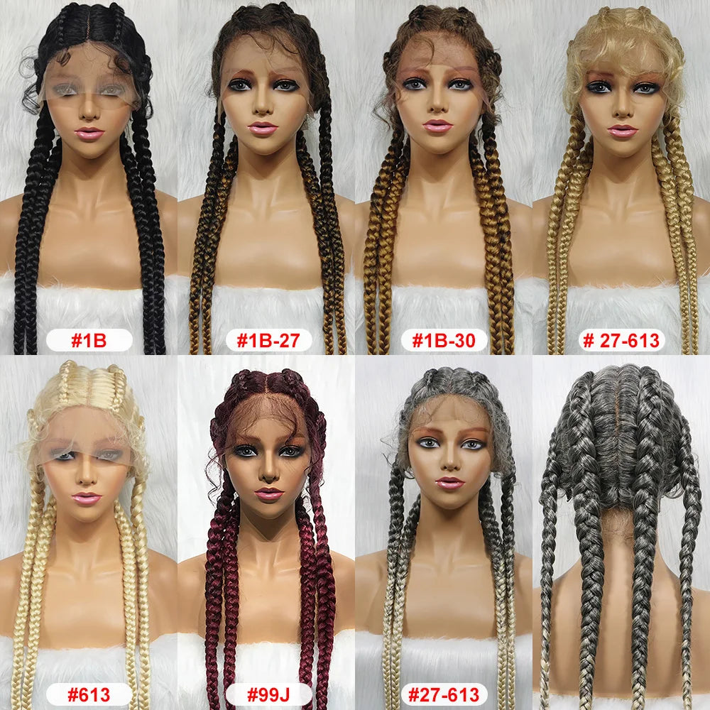 Synthetic Lace Wig Braided Wigs Natural Dark 37 Inches Black Burgundy Wig For Black Women American African Wig Wholesale Cheap
