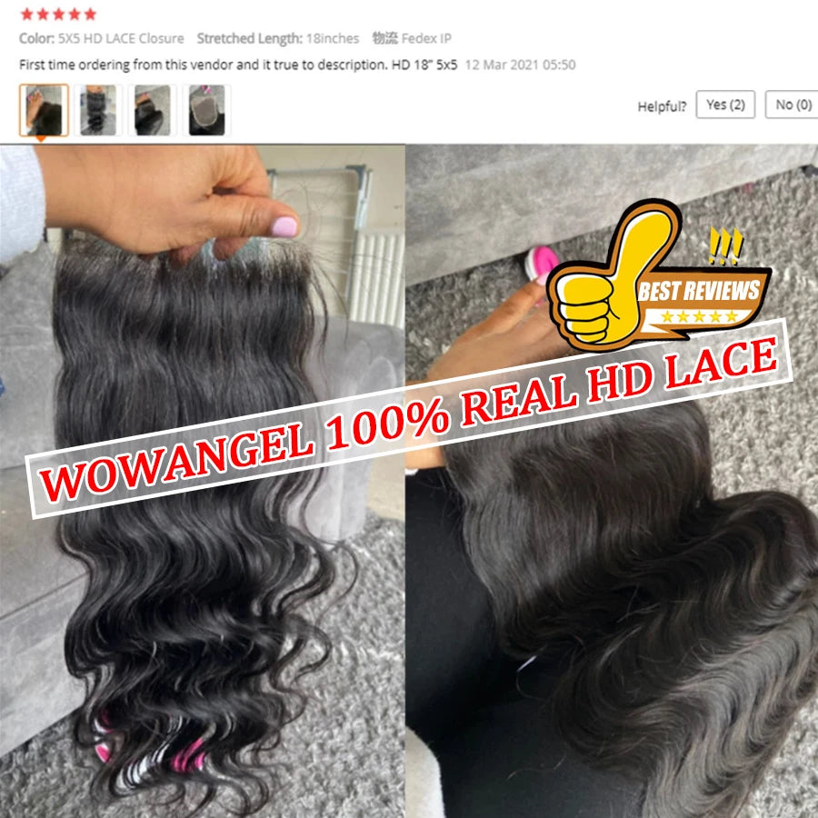 Body Wave 5X5/6X6/7X7 HD Lace Closure Only Melt Skins Vrigin Hair Undetectable Swiss Lace Closure Frontal 100% Human Hair