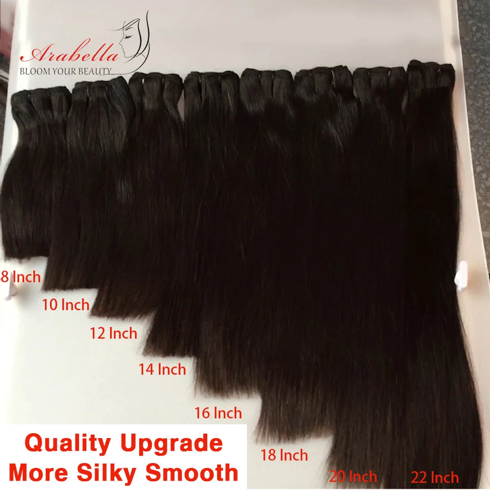 Human Hair Bundles Super Double Drawn Virgin Hair Bundles Arabella Brazilian Bone Straight Hair With 4x4 Transparent LaceClosure