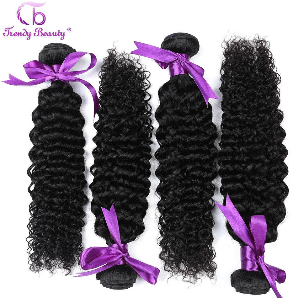 Peruvian Kinky Curly Hair Bundles 100% Human Hair Extensions 1/3/4 Pcs Double Weft Weaves Human Hair Bundles