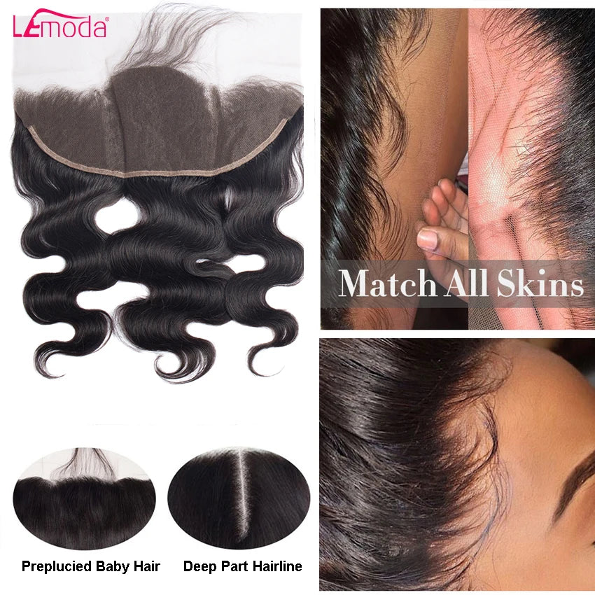Lemoda HD Body Wave Frontal 13x4 13x6 HD Transparent Lace Frontal Closure Only 5x5 6X6 HD Closure Human Hair Remy Brazilian 24in