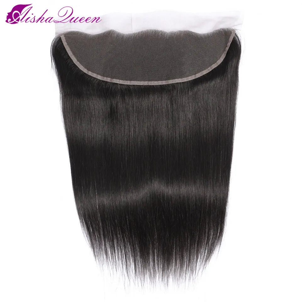 Aisha Queen Hair 13*4 Ear to Ear Lace Frontal Malaysian Straight Human Hair Closure Natural Color Non-Remy Lace Frontal Hair