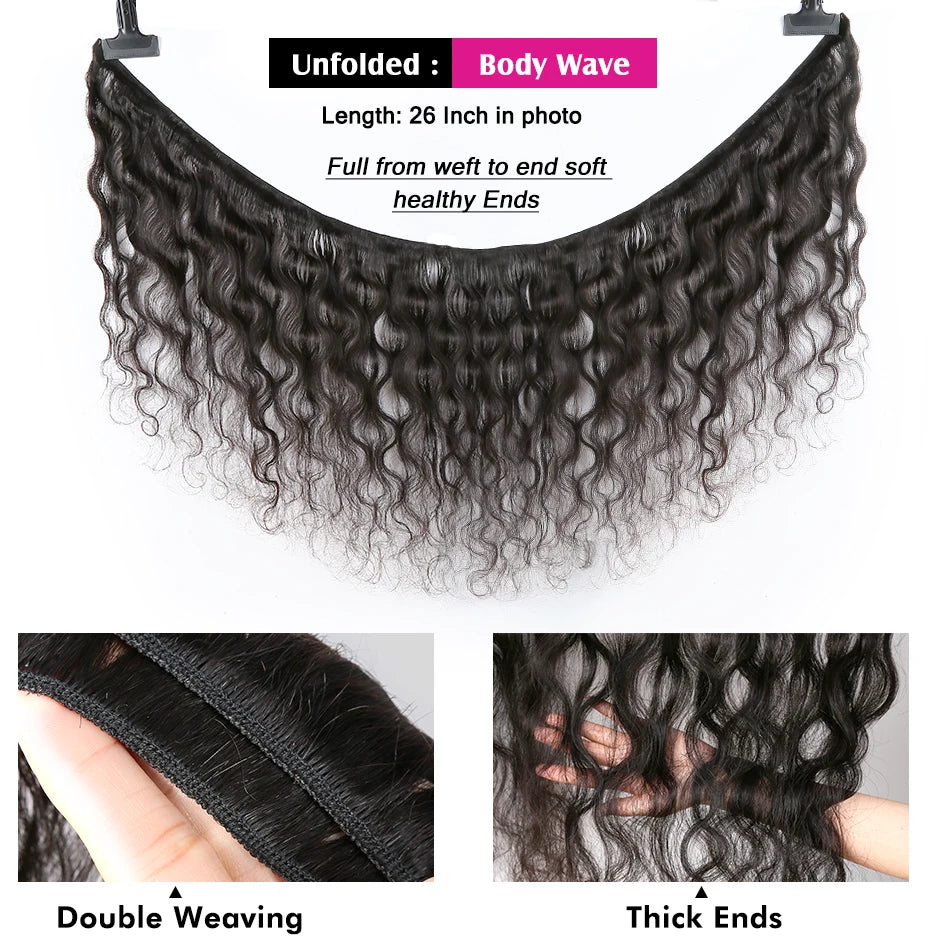 Brazilian Body Wave 3/4Bundles With 4x4 Closure 100% Human Hair Bundles With Lace Closure Virgin Hair Weave Extension For Women