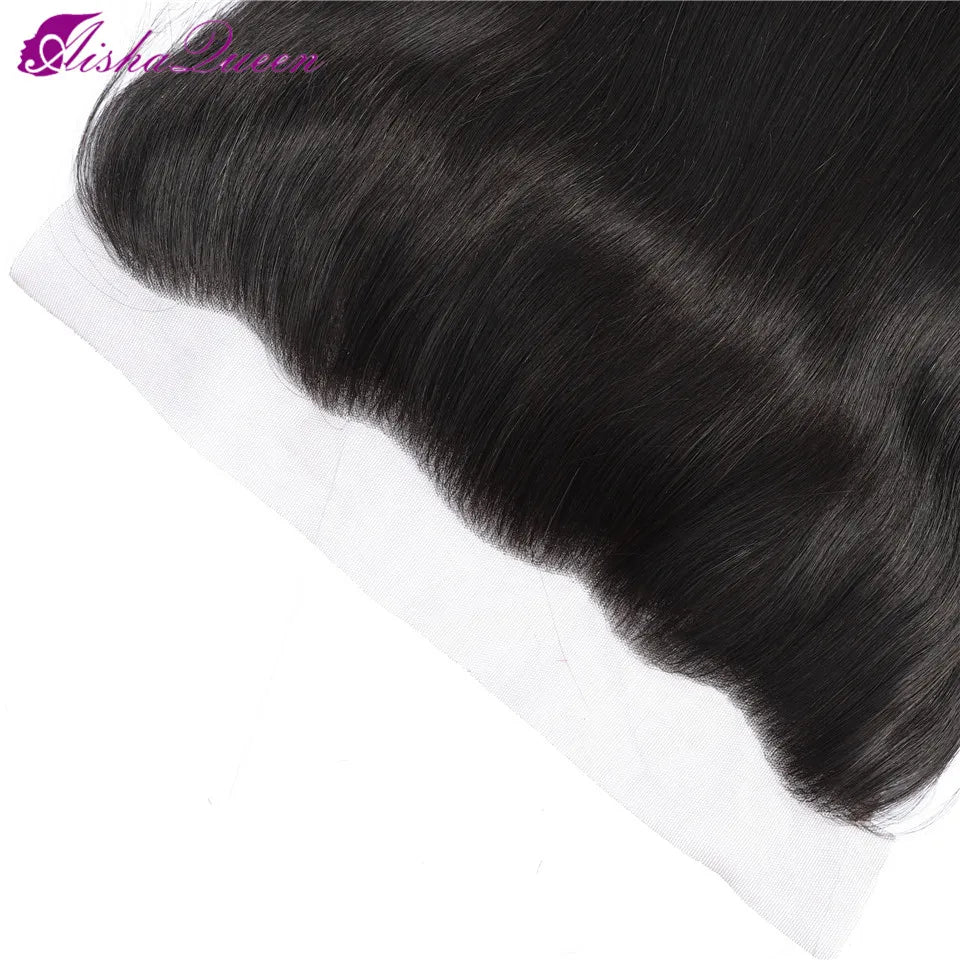 Aisha Queen Hair 13*4 Ear to Ear Lace Frontal Malaysian Straight Human Hair Closure Natural Color Non-Remy Lace Frontal Hair