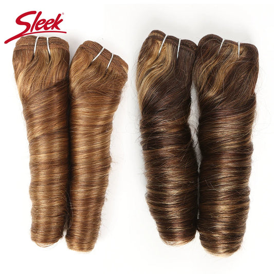 Sleek Double Drawn Loose Wave Color P4/27 P6/27 P1B/30 P4/30 Brazilian Remy Human Hair Bundles 1Pcs Hollywood Wave Hair Bundles