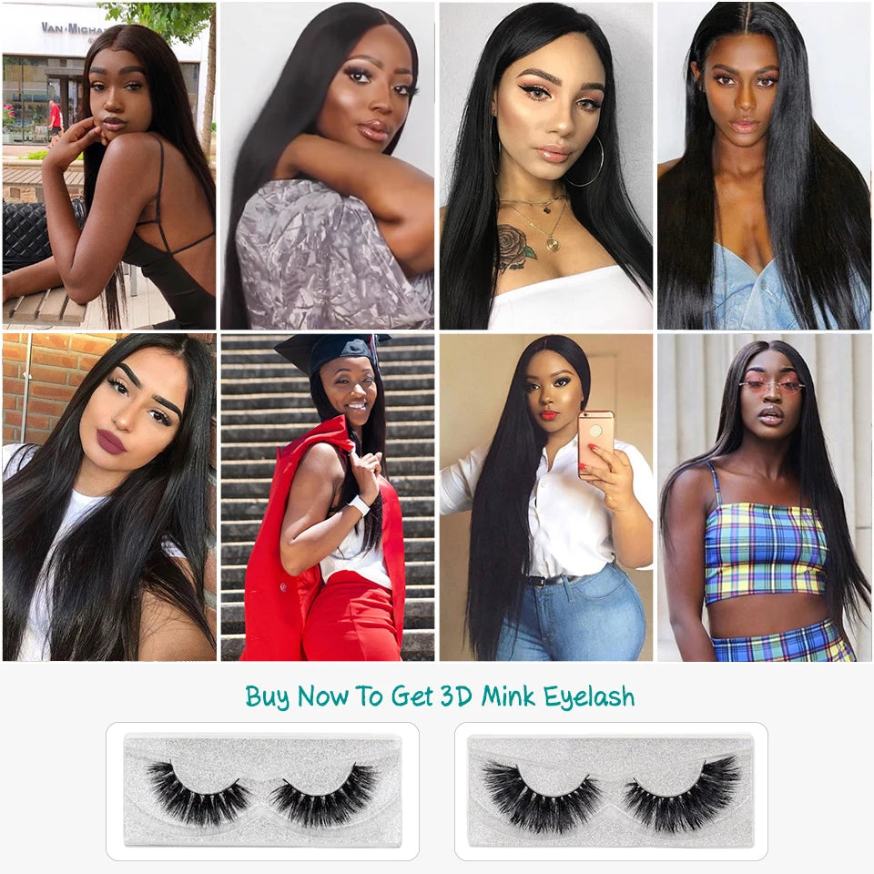 ALI GRACE Hair Brazilian Straight Hair Bundles 1/3/4 Pcs Straight Human Hair Bundles 28 30 32 Inch Remy Hair Weave Natural Color