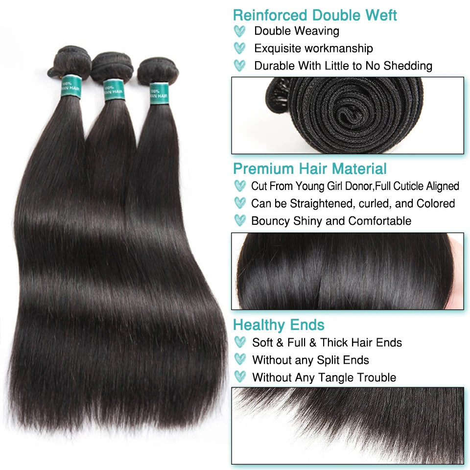 ALI GRACE Indian Straight Hair 3 Pcs Human Hair Bundles Remy Hair Extention 10-28inch Natural Color Free Shipping 3 Bundles