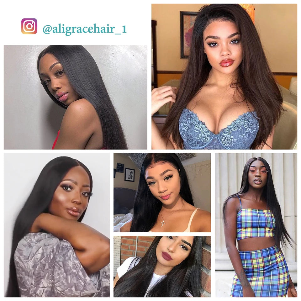 ALI GRACE Indian Straight Hair 3 Pcs Human Hair Bundles Remy Hair Extention 10-28inch Natural Color Free Shipping 3 Bundles