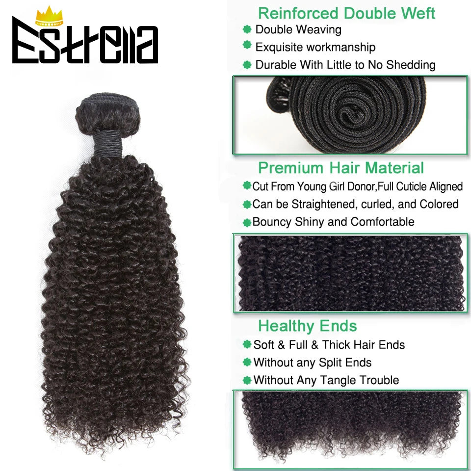 Brazilian Kinky Curly Human Hair Bundles 1/3/4 Pcs Remy Human Hair Weave Kinky Curly Bundles Natural Color 8"-28"Hair Extensions