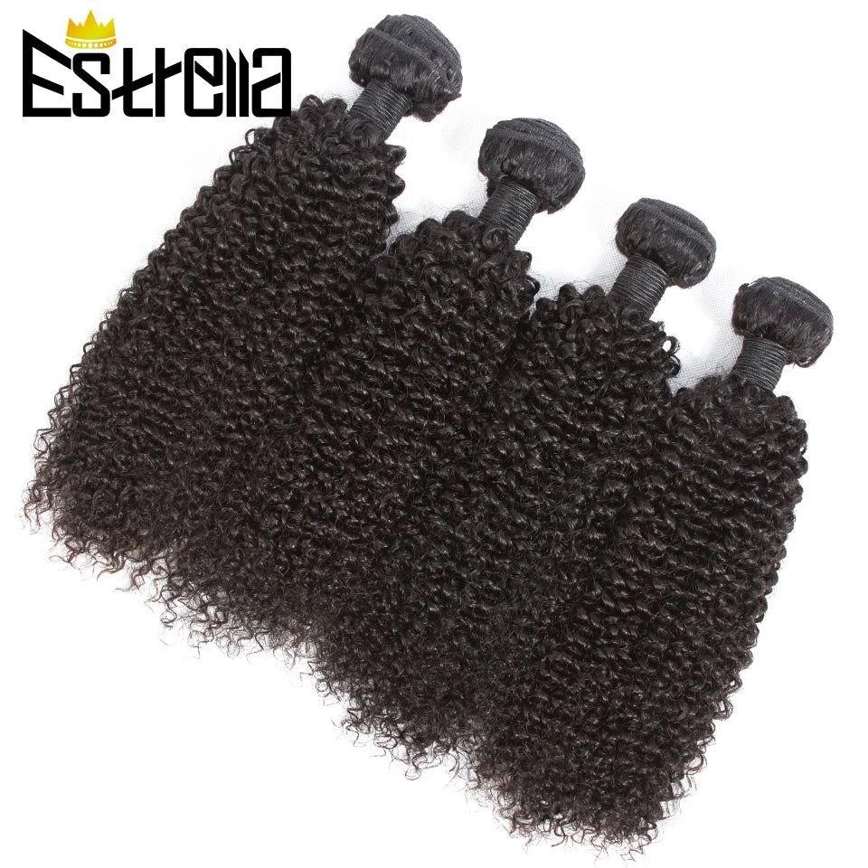 Brazilian Kinky Curly Human Hair Bundles 1/3/4 Pcs Remy Human Hair Weave Kinky Curly Bundles Natural Color 8"-28"Hair Extensions