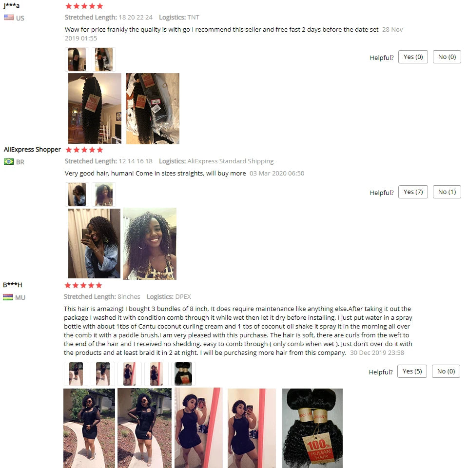 Brazilian Kinky Curly Human Hair Bundles 1/3/4 Pcs Remy Human Hair Weave Kinky Curly Bundles Natural Color 8"-28"Hair Extensions