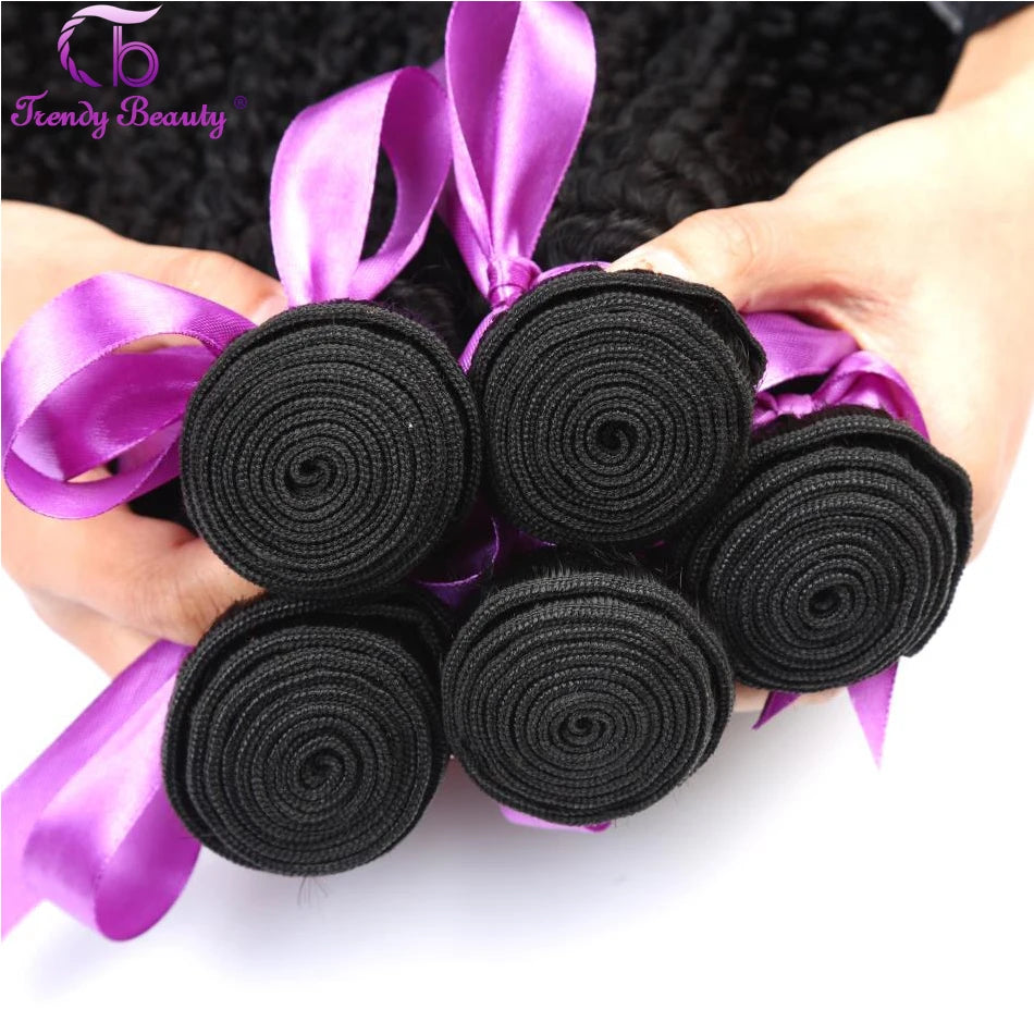 Peruvian Kinky Curly Hair Bundles 100% Human Hair Extensions 1/3/4 Pcs Double Weft Weaves Human Hair Bundles
