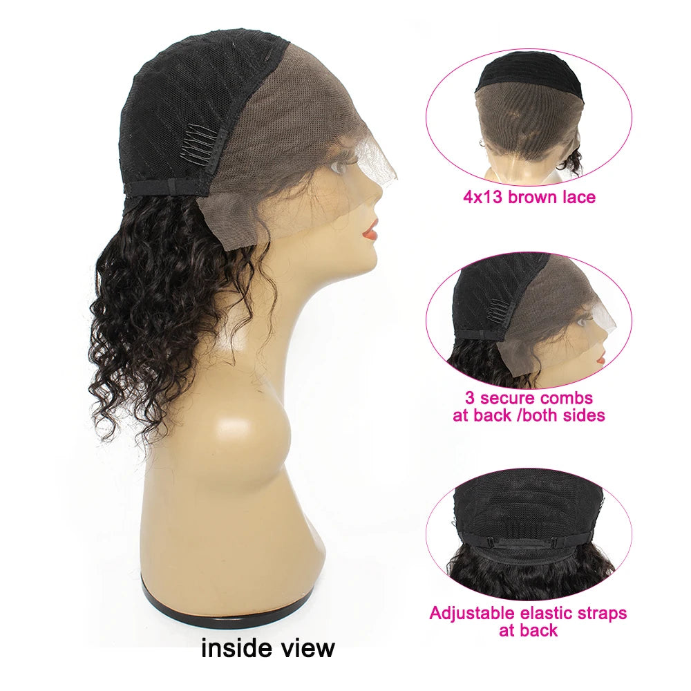 Kisshair water wave 13*4 lace frontal wig natural color ear to ear front lace wig remy Brazilian human hair wig for women