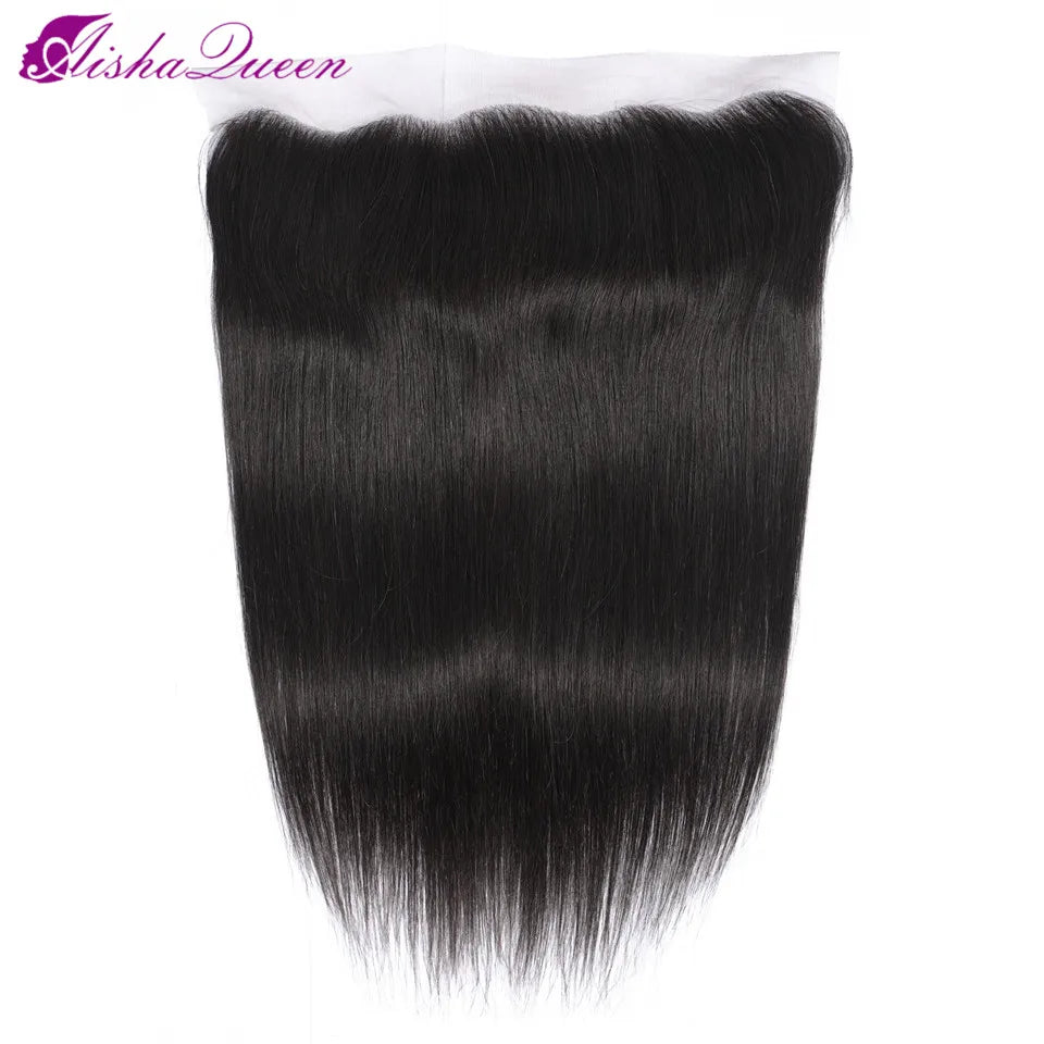 Aisha Queen Hair 13*4 Ear to Ear Lace Frontal Malaysian Straight Human Hair Closure Natural Color Non-Remy Lace Frontal Hair