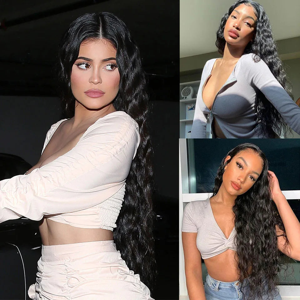 FREEDOM Synthetic Lace Wig Long Deep Wavy Ombre Blonde High Temperature Wigs Synthetic Wigs For Black Women Cosplay Wigs