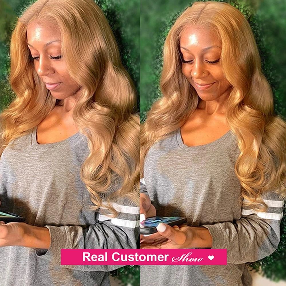 #27 Honey Blonde Human Hair Bundles with Closure Brazilian Hair Weave Bundles with Closure 10A Colored Body Wave Bundles