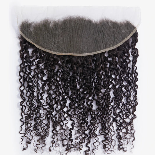 13x4 Lace Frontal Only Human Hair Small Spirals Curly Lace Frontal Closure Brazilian Kinky Curly Virgin Closure Pixie Curls 3B3C