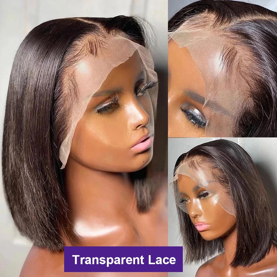 Wiggogo Short Bob Wig Lace Front Human Hair Wigs 13X4 Hd Lace Frontal Wig Straight Human Hair Wigs Glueless Wig 4x4 Closure Wigs