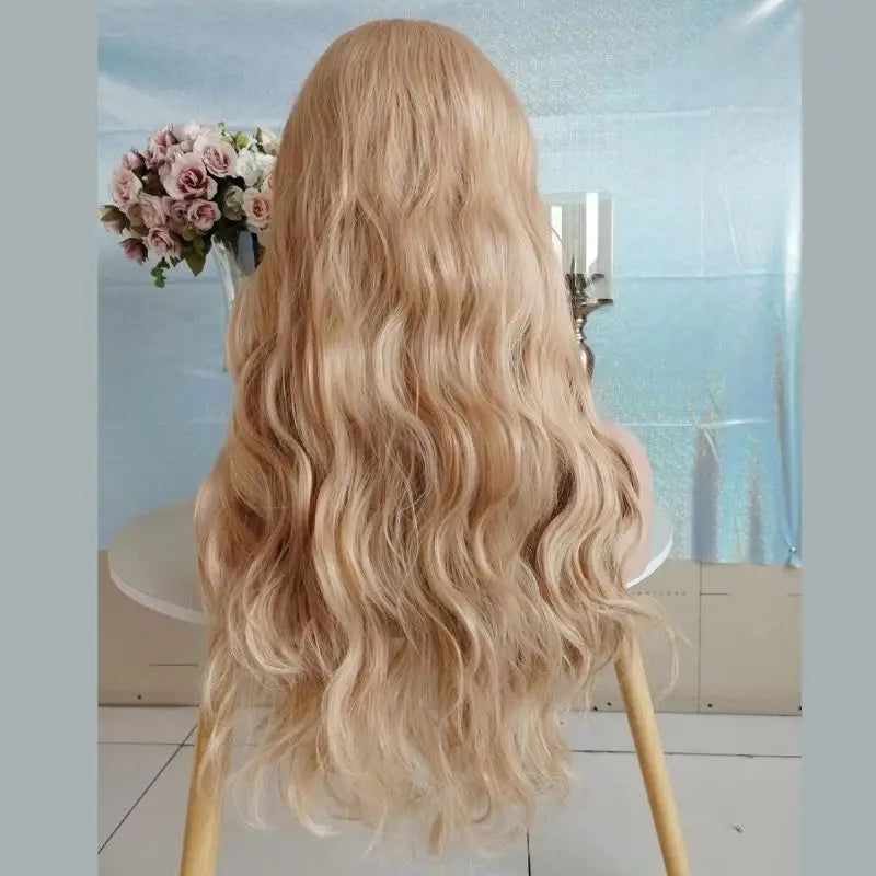Marquesha 13*4 Curly Synthetic Lace Front Wig for Women Glueless Heat Resistant Fiber Gloden Blonde Lace  Wig