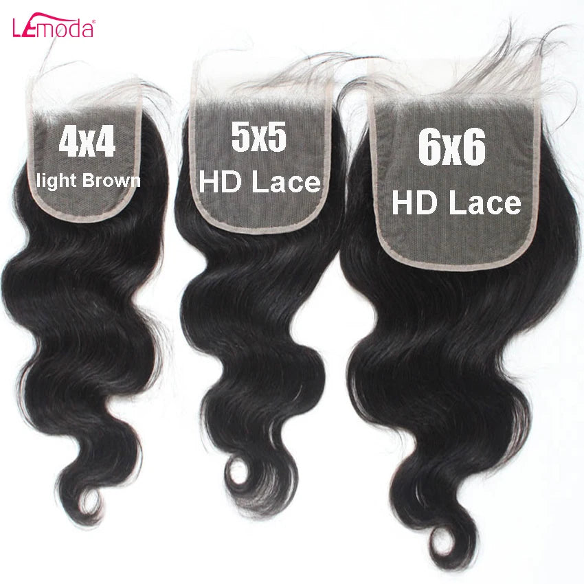 Lemoda HD Body Wave Frontal 13x4 13x6 HD Transparent Lace Frontal Closure Only 5x5 6X6 HD Closure Human Hair Remy Brazilian 24in