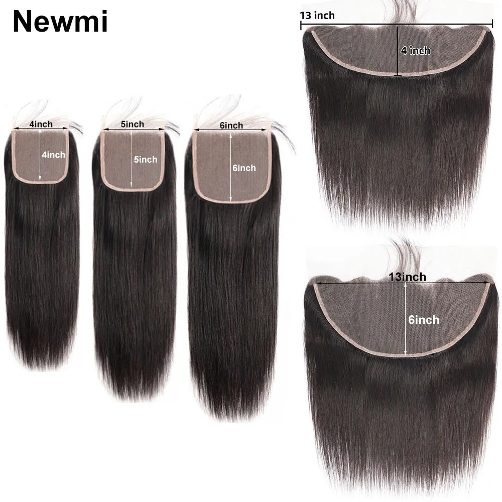 4x4 5x5 6x6 Lace Closure Human Hair Newmi Straight Transparent  13x4 13x6 Lace Frontal Human Hair Ear to Ear Frontal Extensions