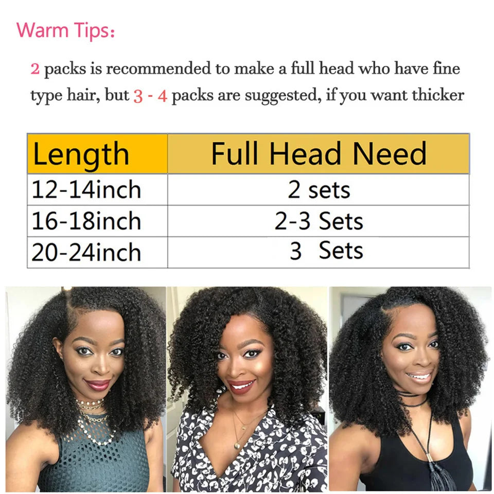Maxine Curly Clip In Hair Extensions Human Natural Black Hair Full Head Sets 4A 4B Afro Kinky Curly Clip Ins Human Hair Bundles