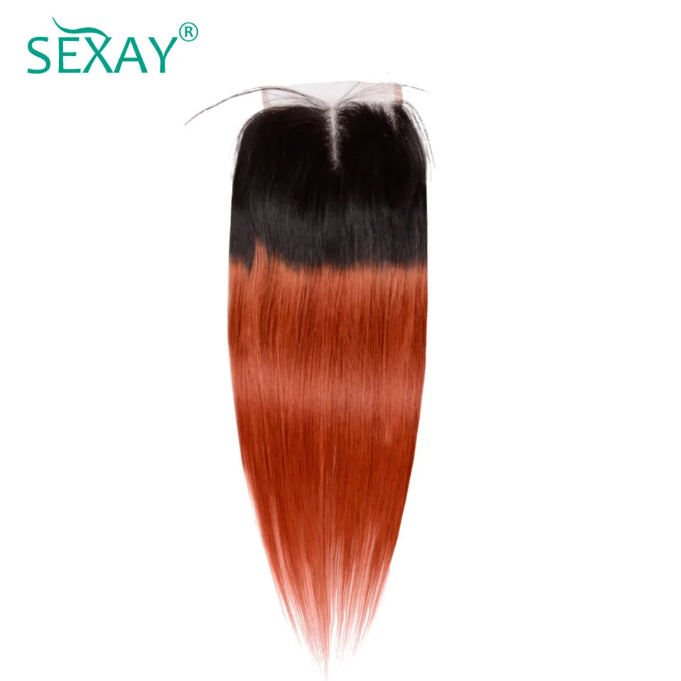 1B 99J Ombre Lace Closure 100% Human Hair 2 Tone Green Blue Burgundy 4x4 Swiss Lace Closures 8 Colors Available Clearance Sale