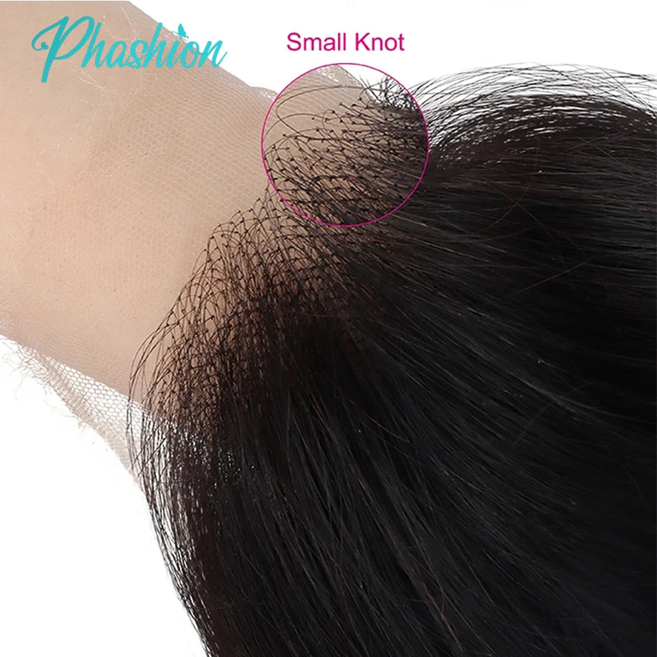 Phashion  HD 13x6 13x4 Lace Frontal Straight Pre Plucked 4X4 5x5 6x6 Swiss Full Closure Only Natural Black 100% Remy Human Hair