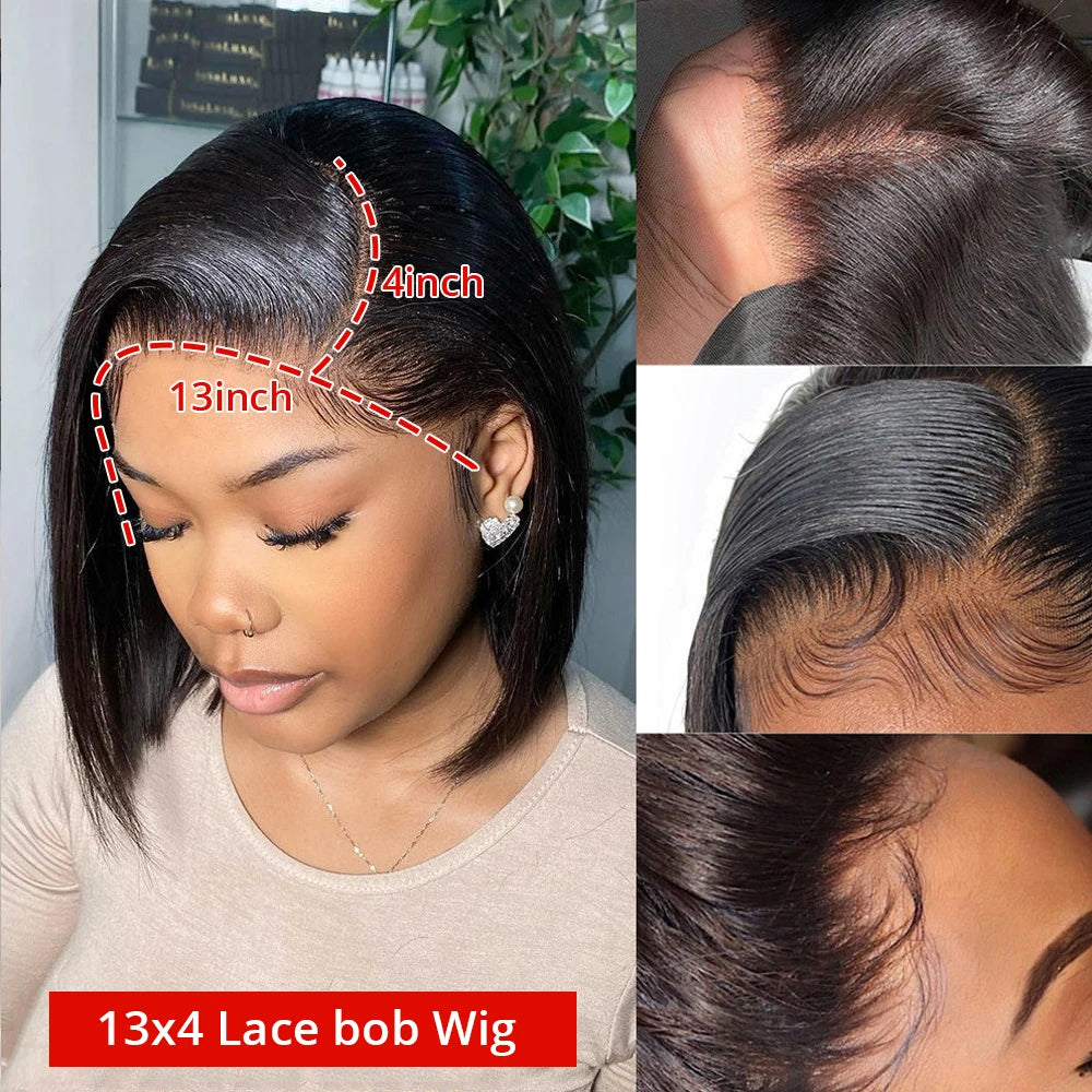 Short Bob Hair Wig Human Hair Brazilian 13x4 Lace Front Human Hair Wigs For Women Bone Straight Human Hair HD Lace Wig Glueless