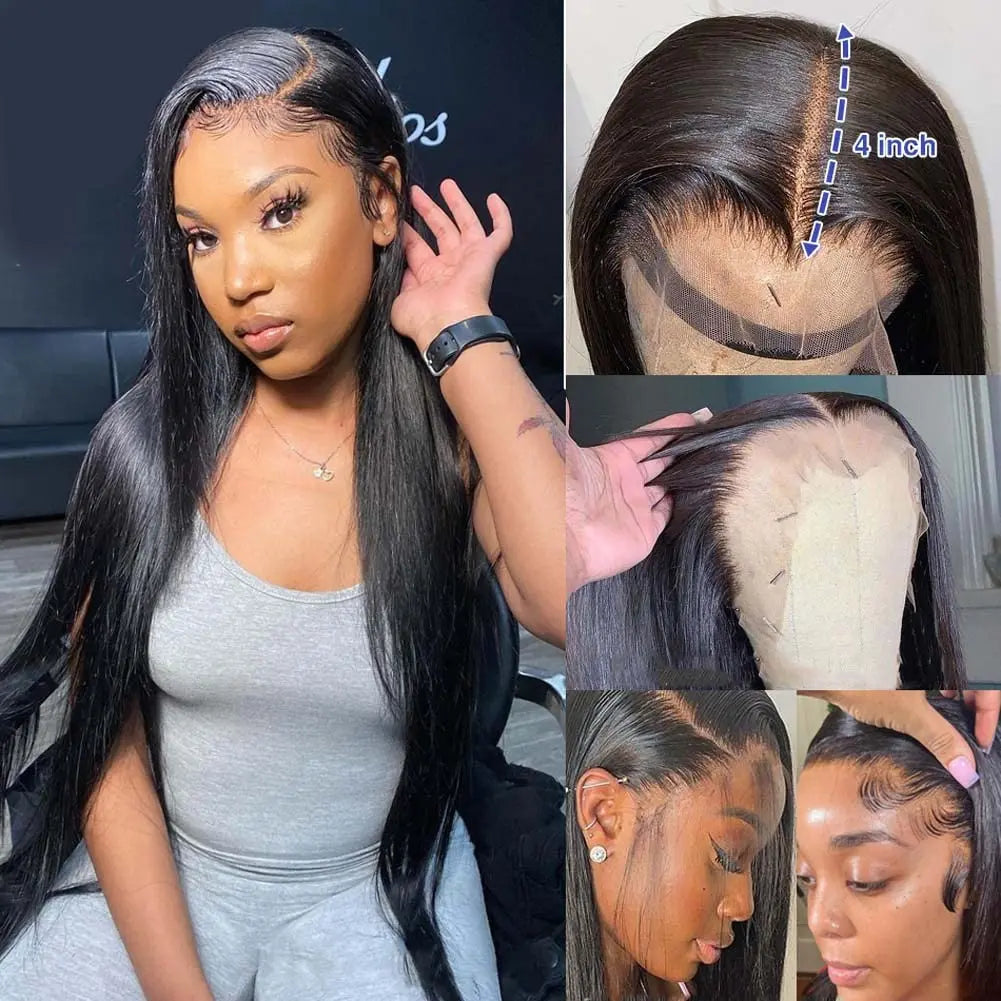 360 Full Lace Wig Human Hair Pre Plucked 30 32 Inch Straight Lace Front Wig For Women Brazilian 4x4 13x4 13x6Hd Lace Frontal Wig