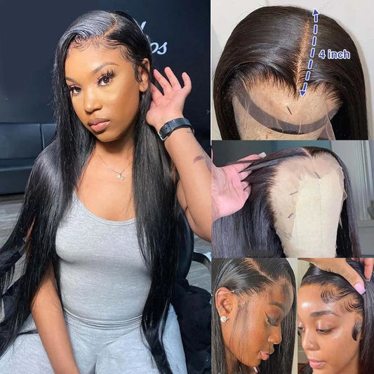 360 Full Lace Wig Human Hair Pre Plucked 30 32 Inch Straight Lace Front Wig For Women Brazilian 4x4 13x4 13x6Hd Lace Frontal Wig