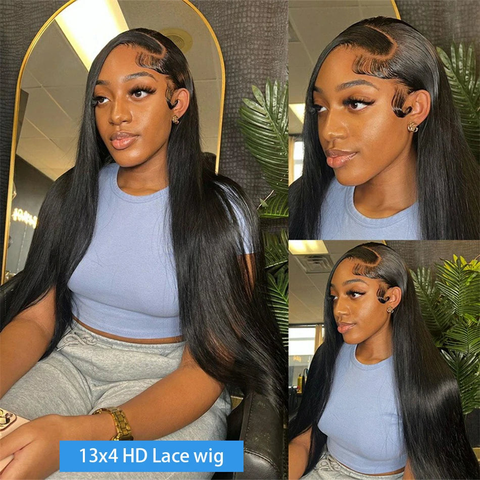 200 Density 13x6 Lace Frontal Wig 13x4 Straight Transparent Lace Front Wigs Brazilian 26 30 Inches Bone Straight Human Hair Wigs