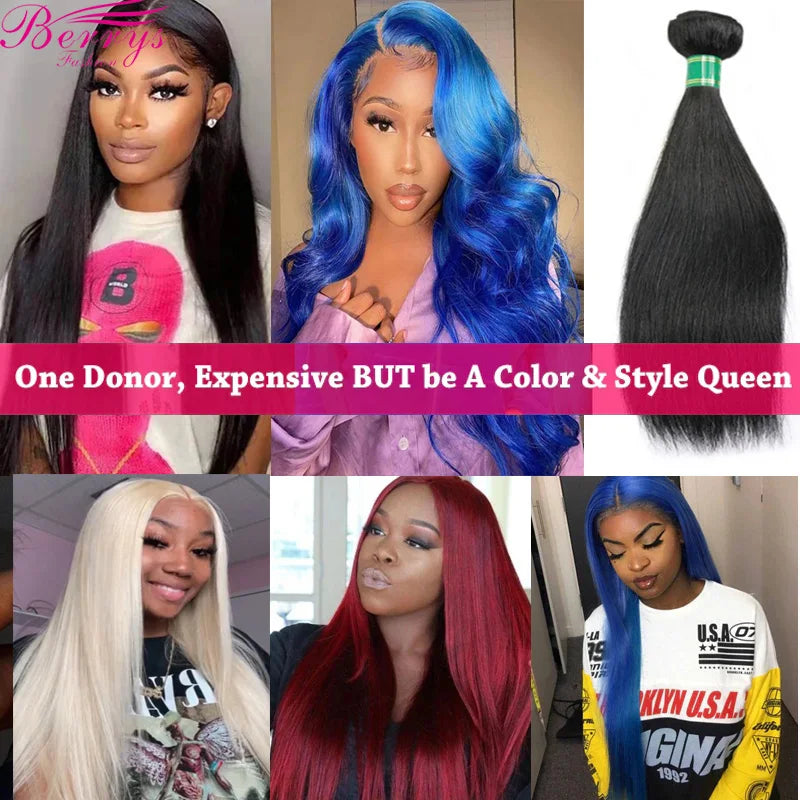 Fast Shipping 3-4 Days Brazilian Virgin Hair Straight Human Hair Bundles 100% Unprocessed Raw Hair Can Bleach And Dey 613 Colors