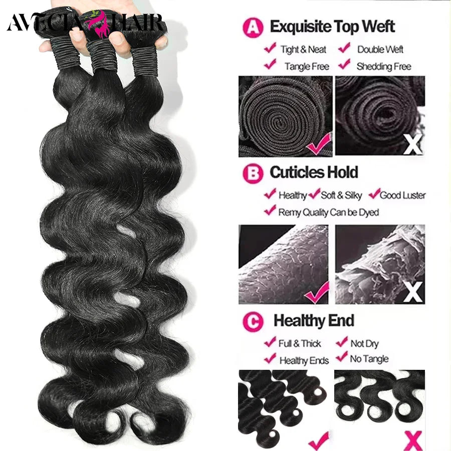 36 38 40 Inch Body Wave Bundles Human Hair Extensions 100% Remy Human Hair Raw Indian Hair Bundles 1/3/4 Pcs Raw Hair Bundles