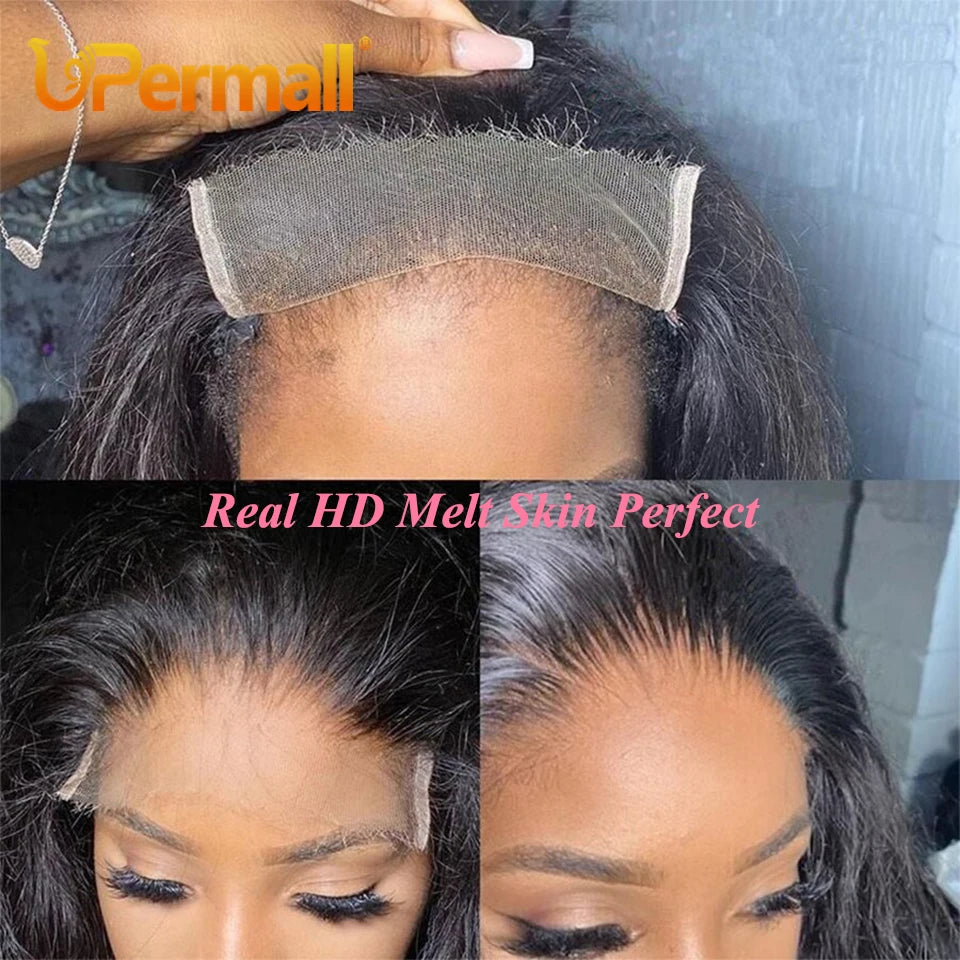 Upermall HD 13x6 13x4 Lace Frontal Straight Pre Plucked 4X4 5x5 6x6 Swiss Full Closure Only Natural Black 100% Remy Human Hair