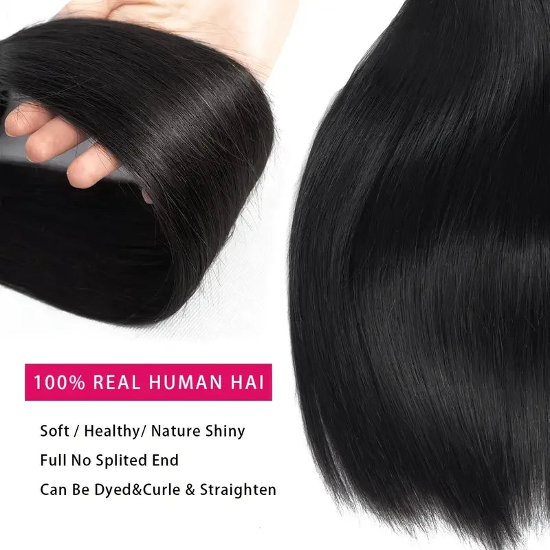 30 Inch Bone Straight Human Hair Weave Bundles 12 A Brazilian Natural Color 100% Remy Human Hair Extension 1 3 4 Bundles Weft