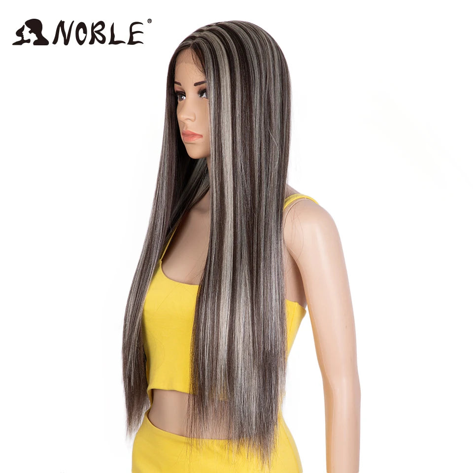 Noble Cosplay Synthetic Lace  Wig Straight Hair 30" Ombre Blonde Wig Cosplay Wig For Black Women Synthetic Lace Wig