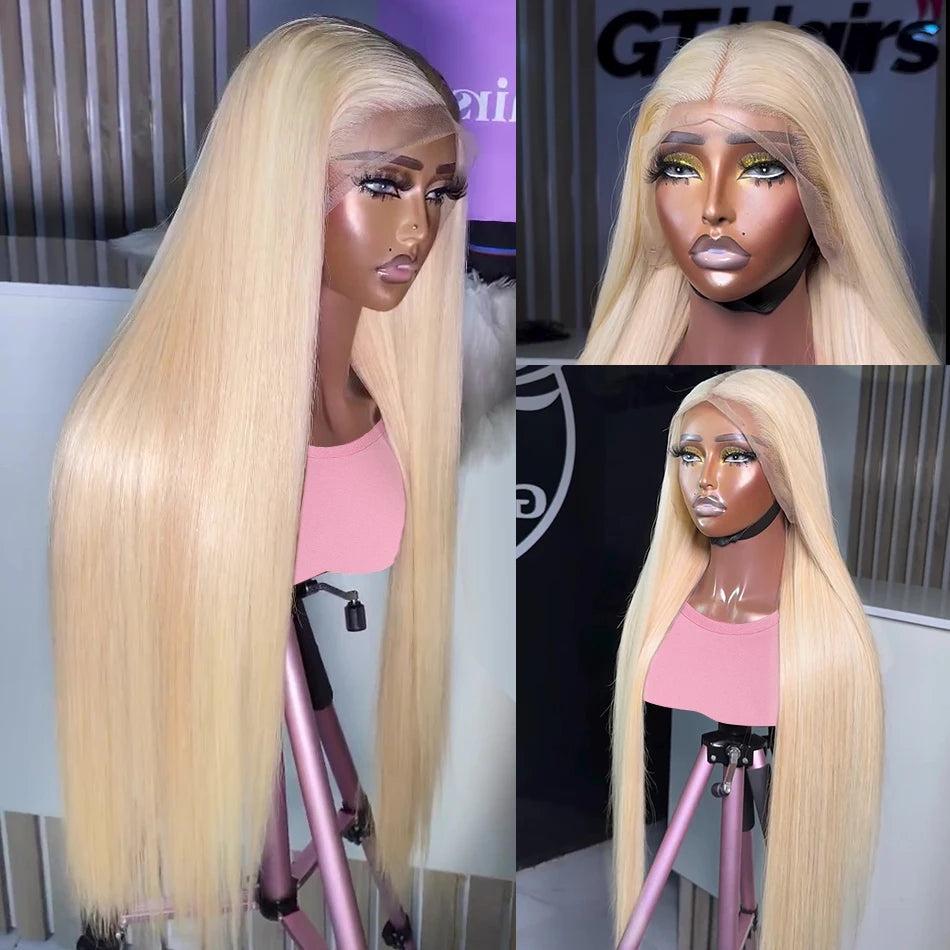 13x6 Pre Plucked Hd Transparent 613 Straight  Lace Frontal Human Hair Wig 30 Inch Lace Brazilian Wig 200 Density Lace Front Wigs