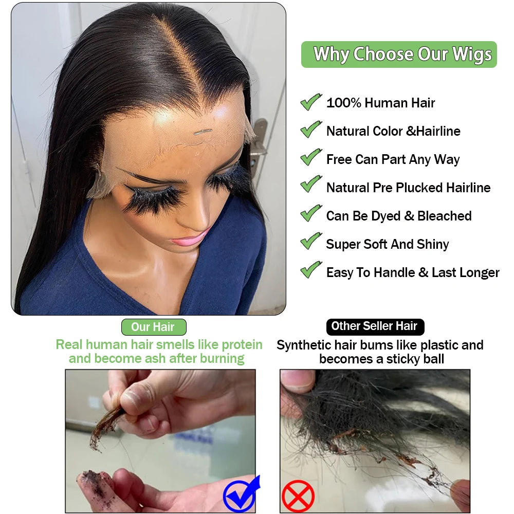 Straight Hd Lace Frontal Wig Glueless Wig Human Hair Ready To Wear 30 Inch Lace Front Wigs For Women Hd Lace Wig 13X6 Human Hair