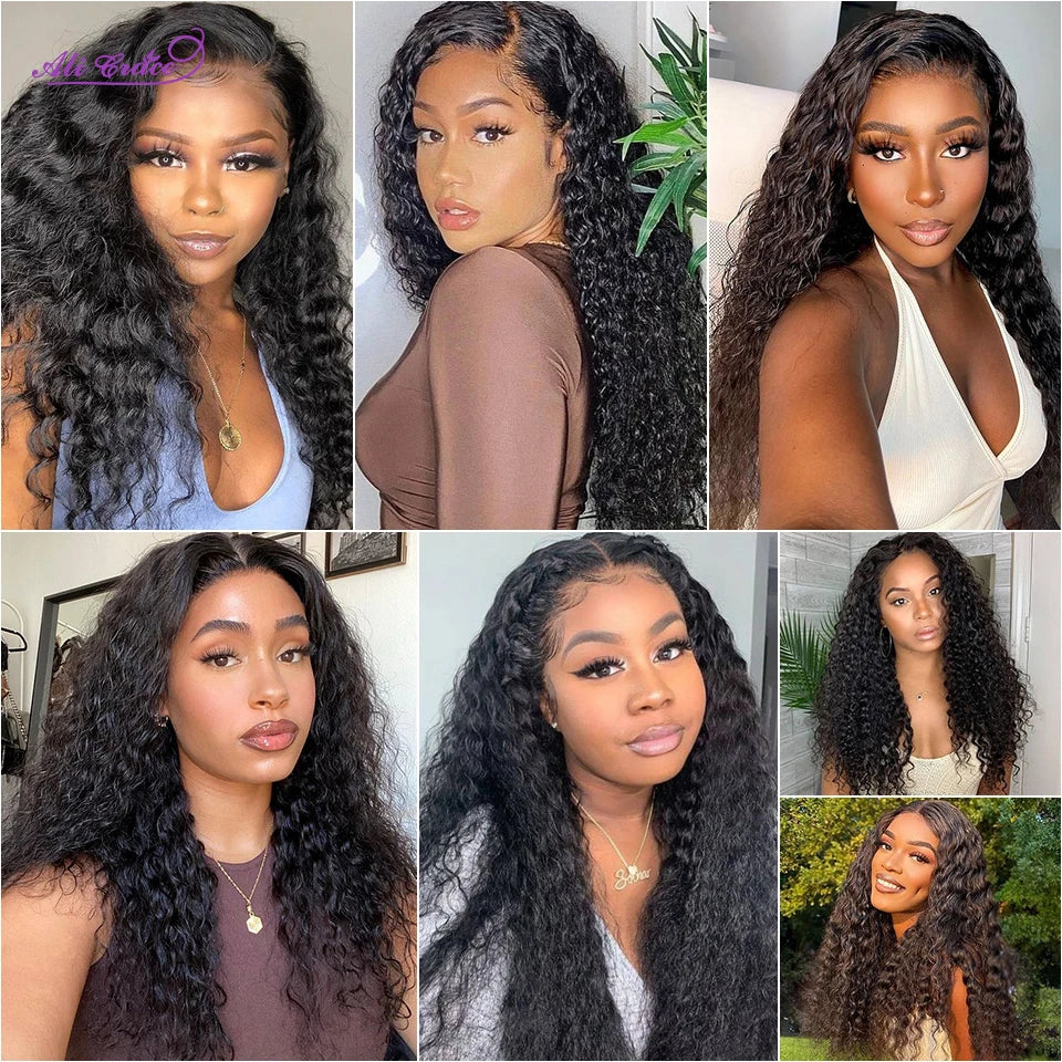 ALI GRACE Hair Peruvian Deep Wave Human Hair Bundles 100% Remy Human Hair Weave Natural Color 10-28 Inch 1 3 4 Bundle Deals