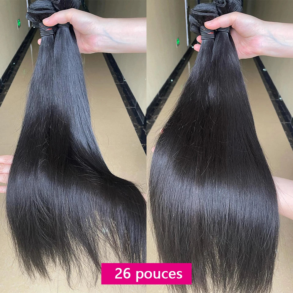 30 32 Inch Straight Human Hair Bundles Brazilian Remy Soft Human Hair Extensions 1/3/4 Bundles Human Hair On Promotion Fast Delivery In 3 Days France Cheap Thick Hair Bundles Natural Human Hair For Women