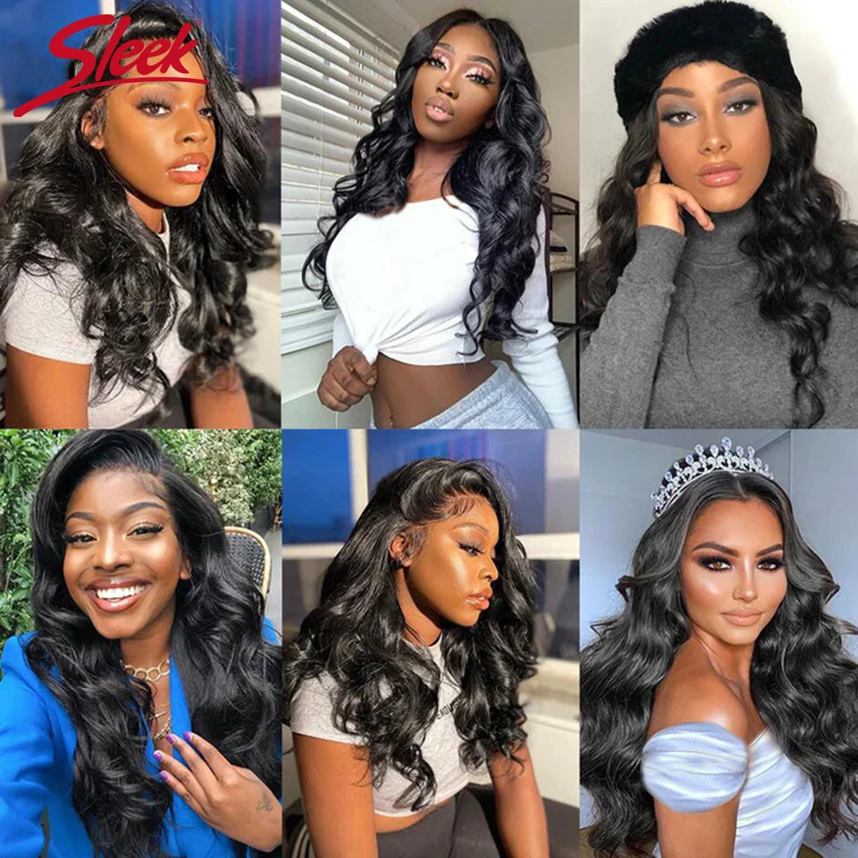 Sleek Body Wave Bundles Peruvian Hair Weave Bundles 1/3/4 PCS Human Hair Bundles Natural 8 To 32 34 36 Inch Remy Hair Extensions